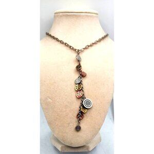 Adjustable Mixed Metal, Color && Texture Drop Necklace